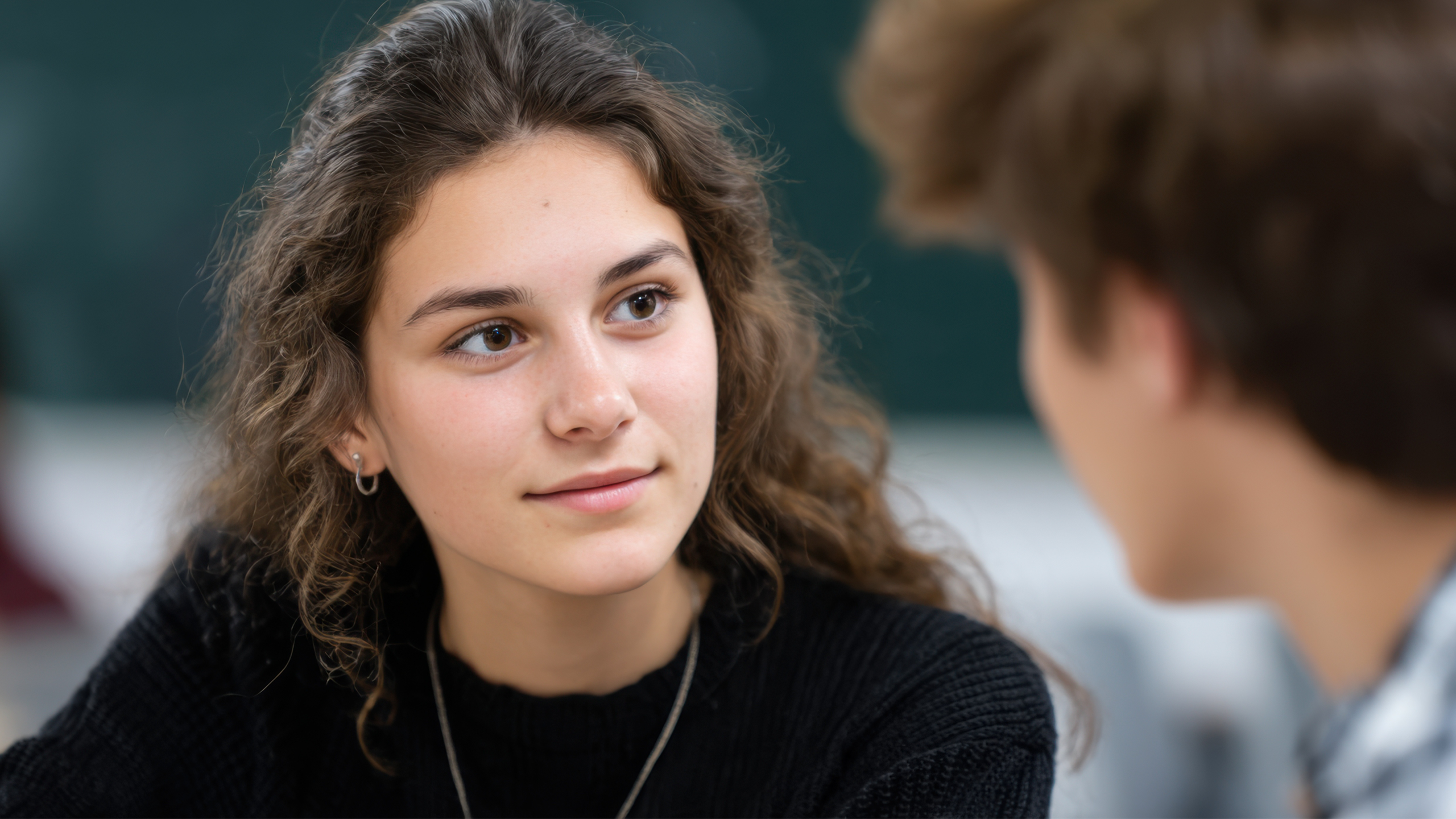 Girl and boy having a conversation